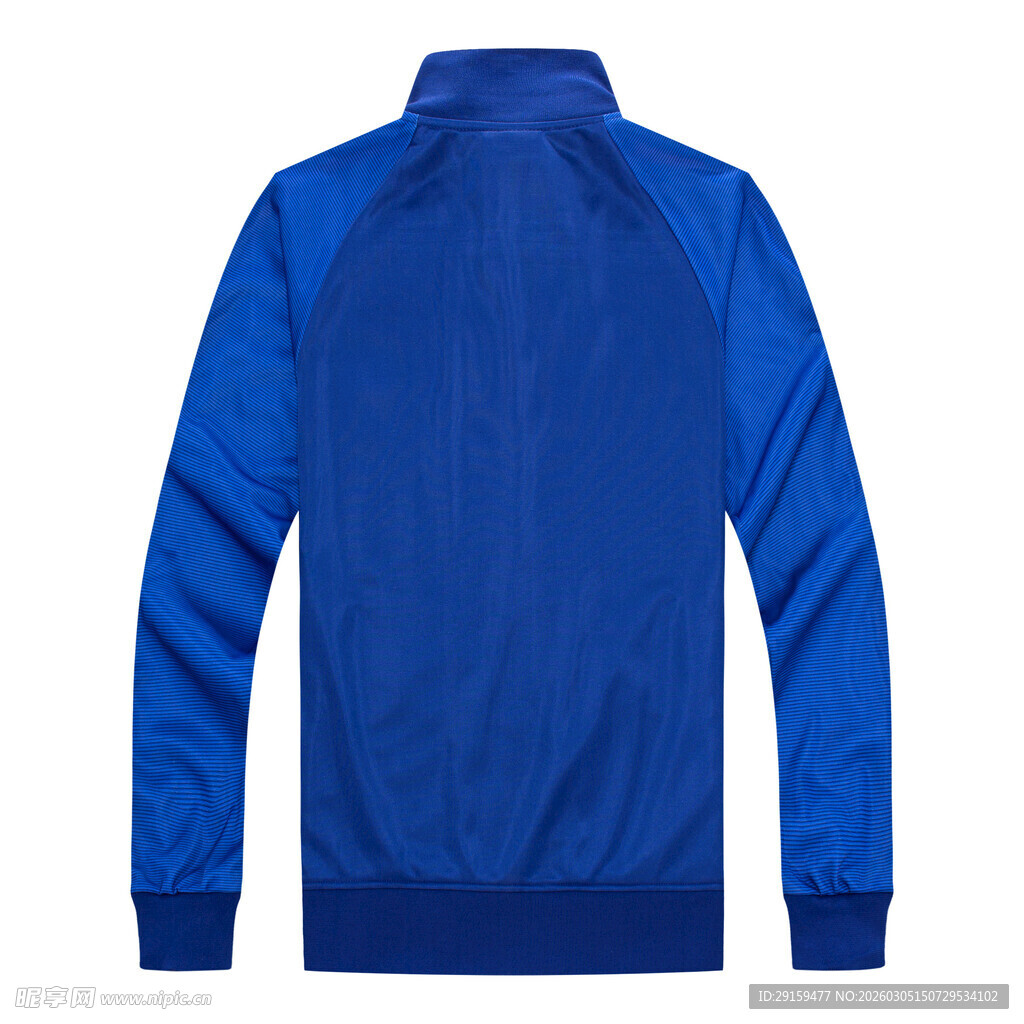 蓝色长袖运动外套背影