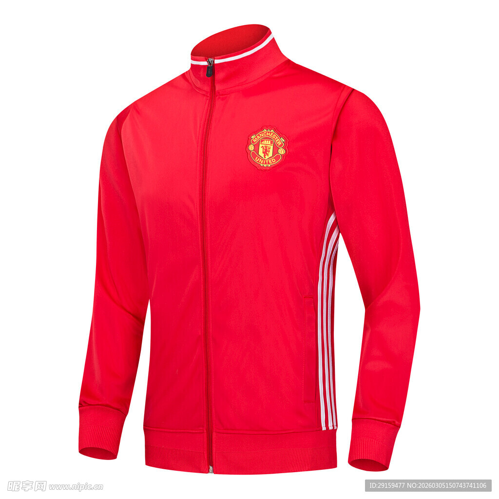 曼联红色拉链运动外套
