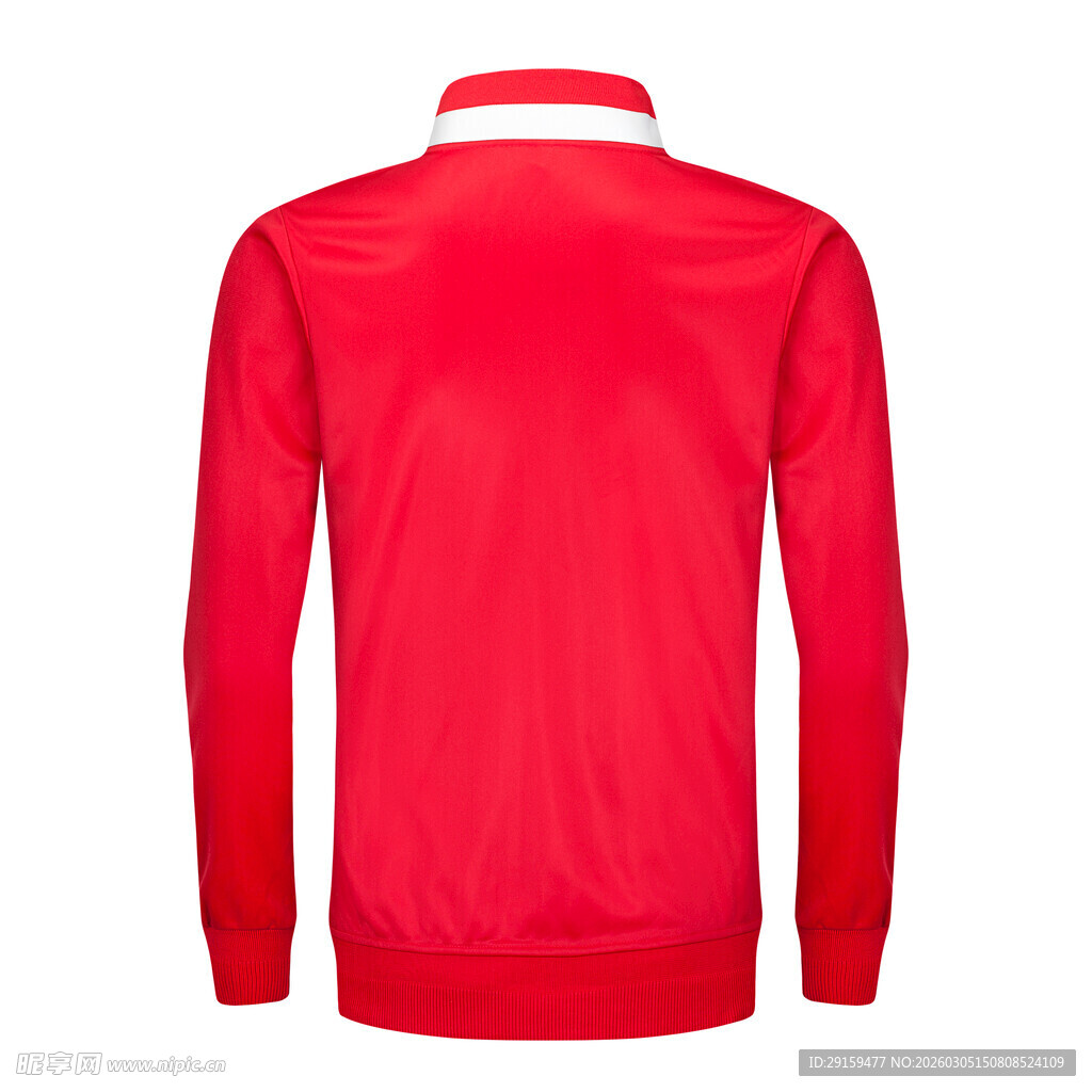红色长袖运动上衣背影