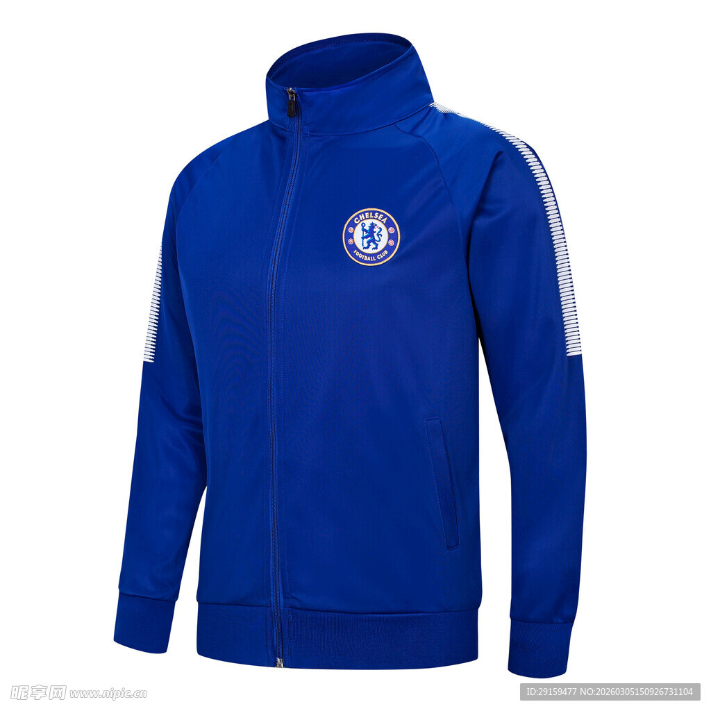 蓝色切尔西足球运动外套
