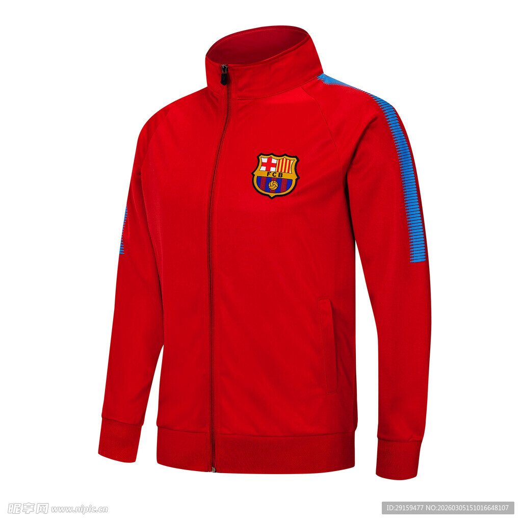 红色巴萨拉链运动外套