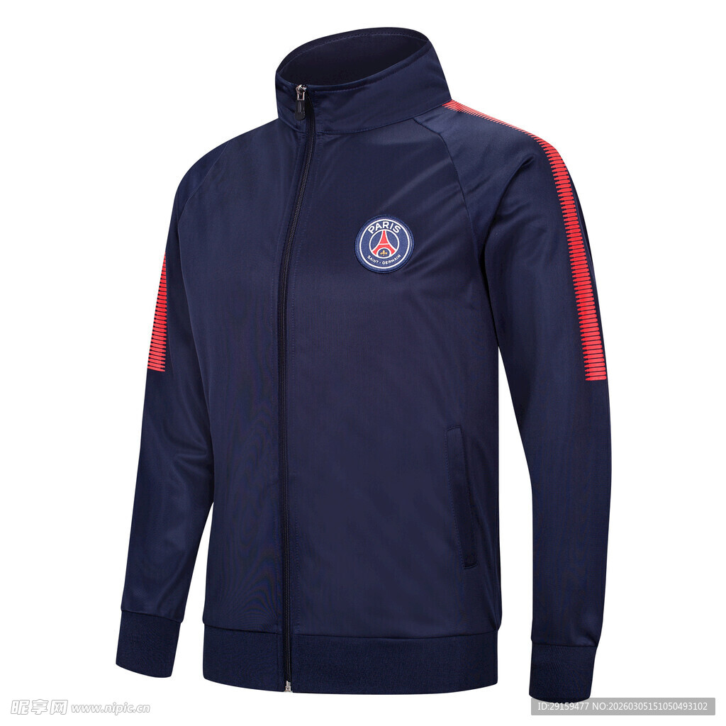 深蓝色条纹运动夹克