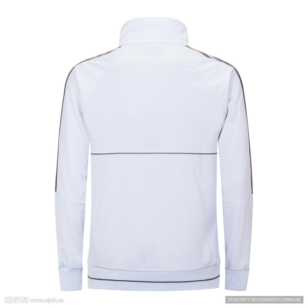 白色立领运动上衣背面