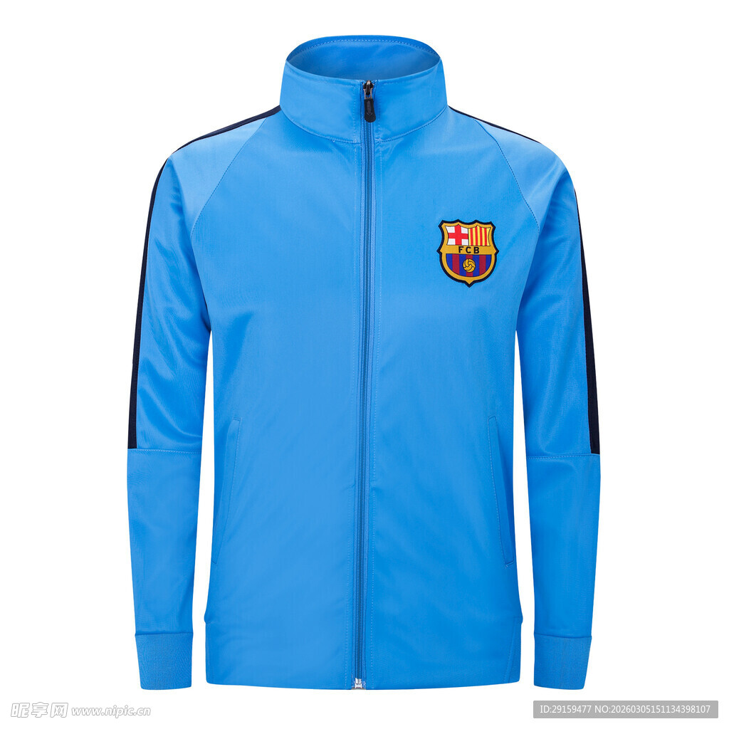 蓝色巴塞罗那足球训练外套