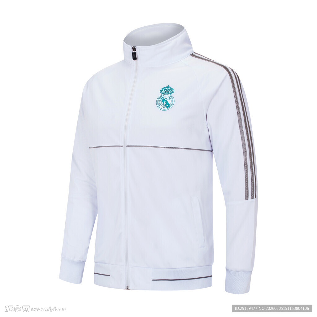 白色运动拉链外套