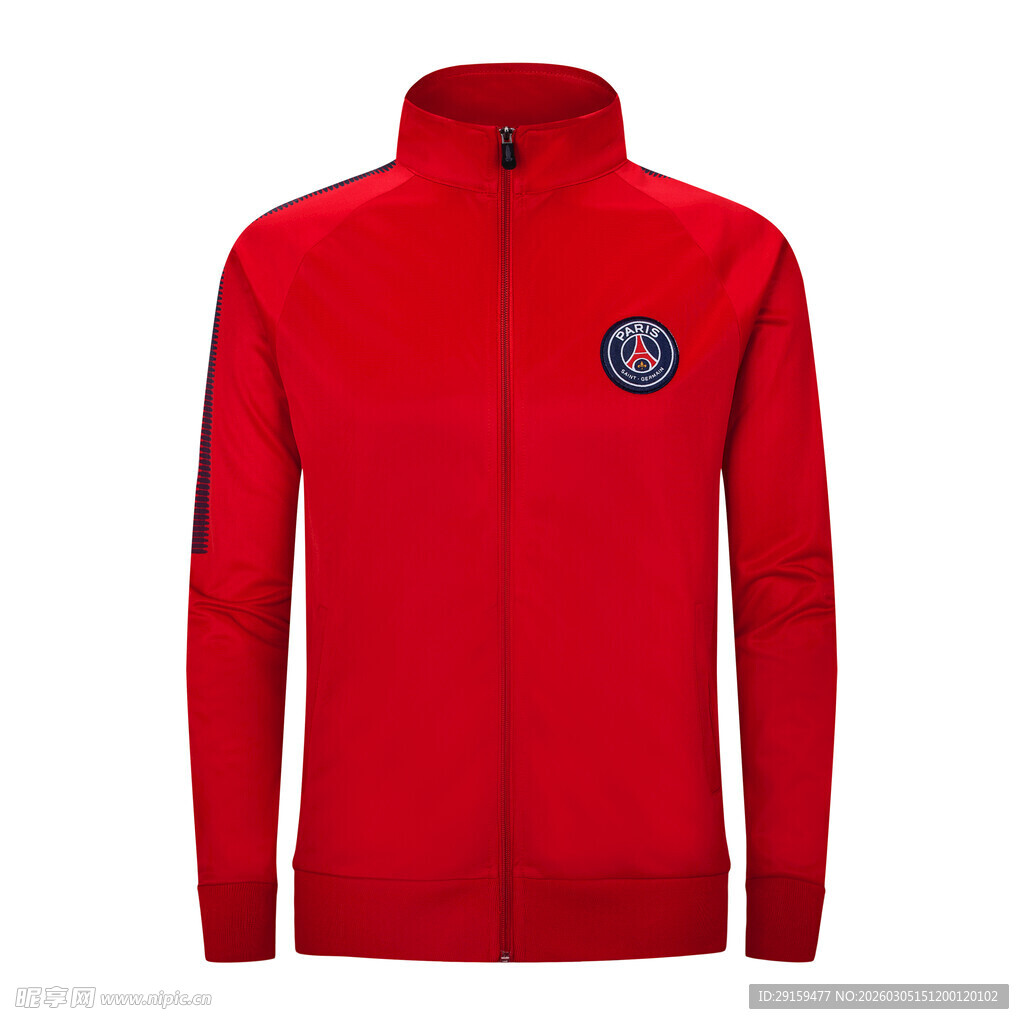 红色拉链运动上衣