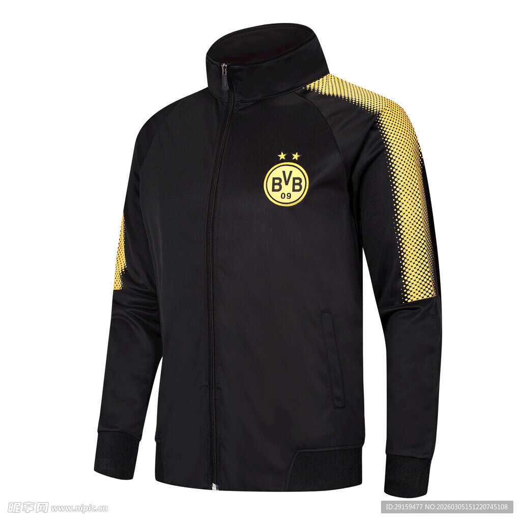 黑色带金饰运动外套