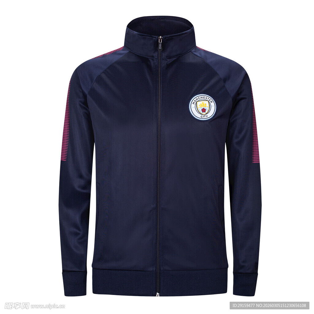 深蓝色运动拉链外套