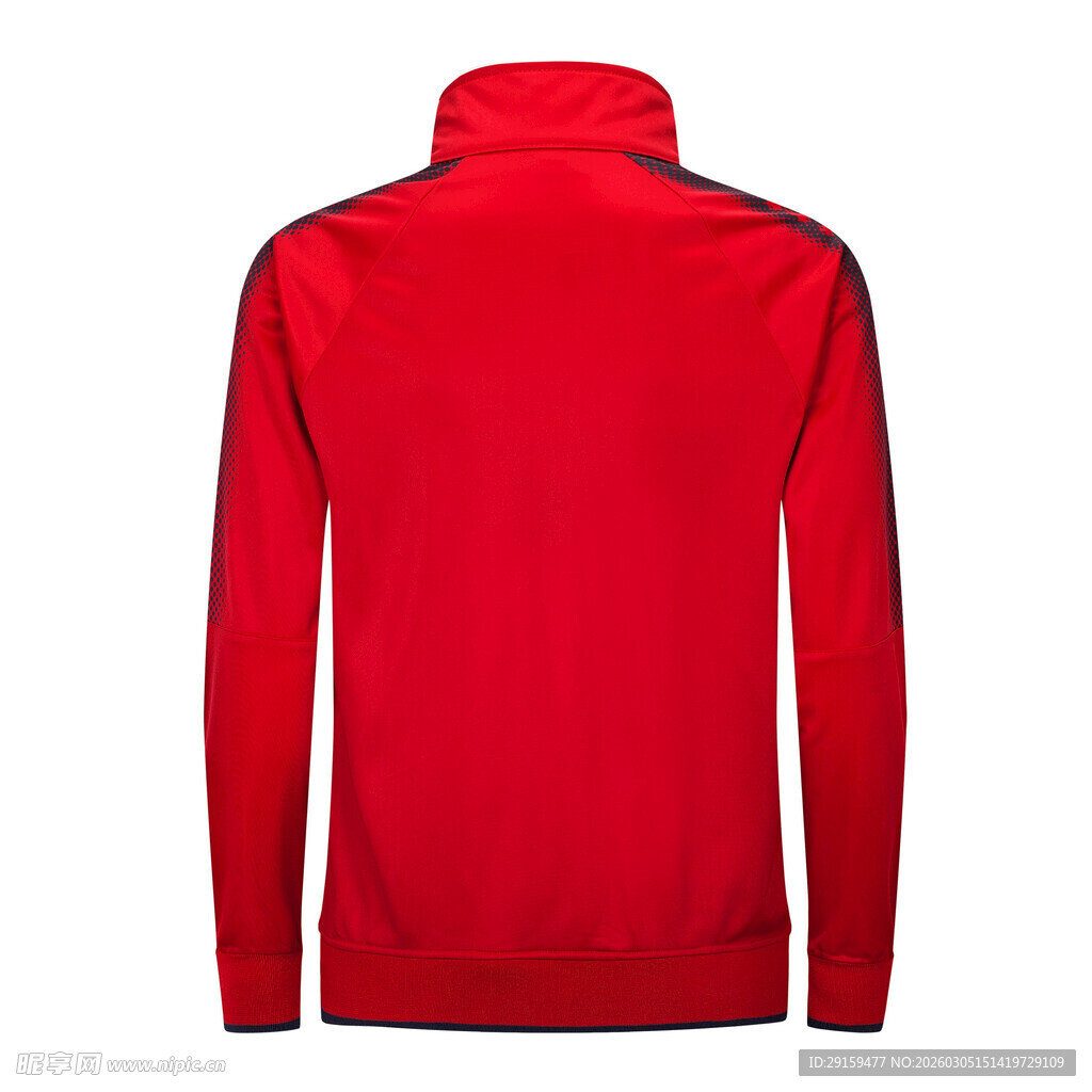 红色高领长袖运动上衣