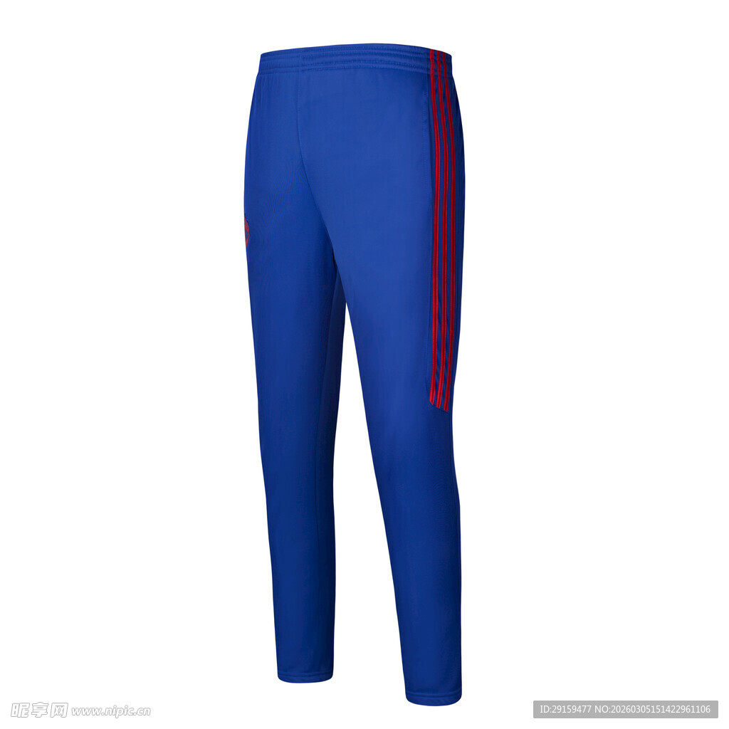 蓝色足球运动长裤