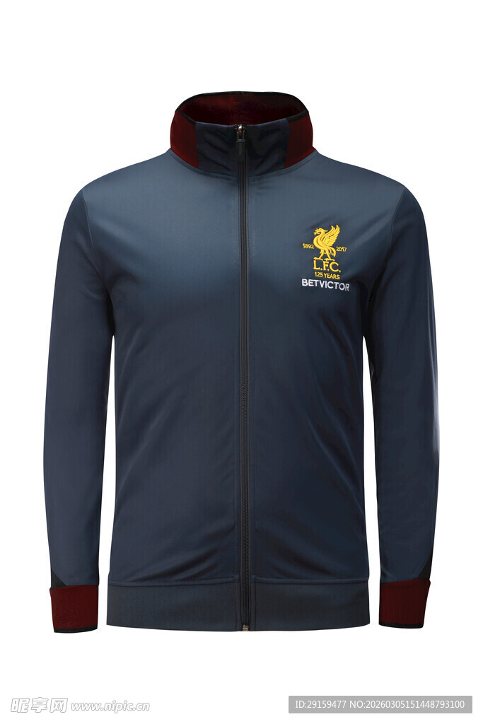 深蓝色带标运动夹克