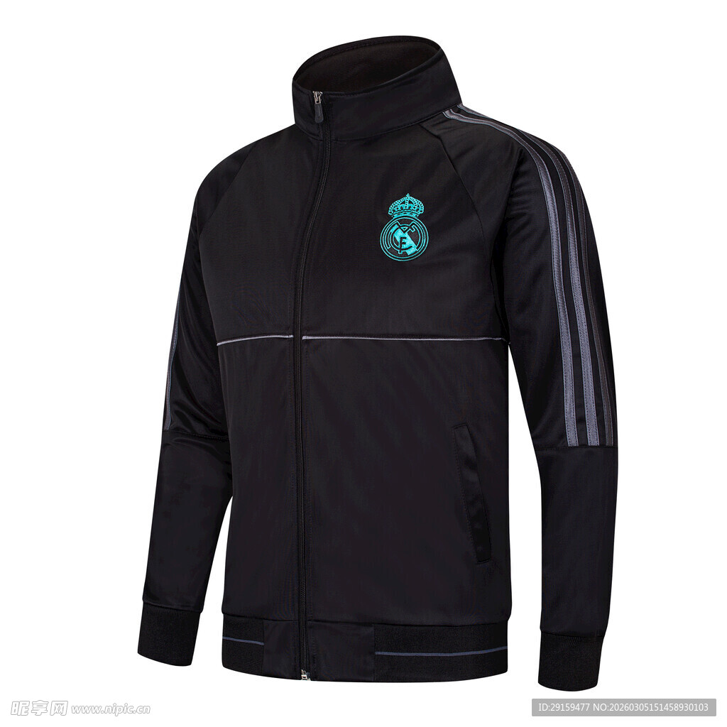 黑色运动夹克外套