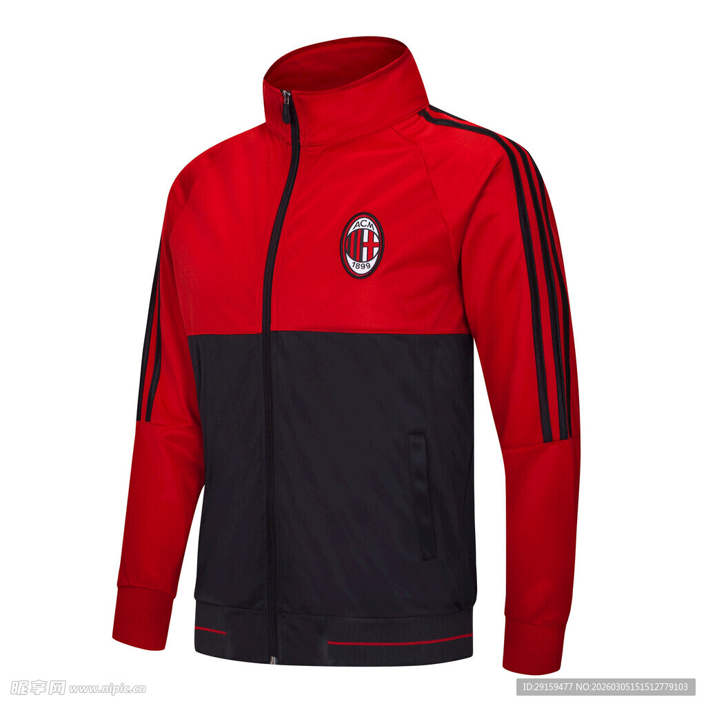 AC米兰红黑拼接运动外套