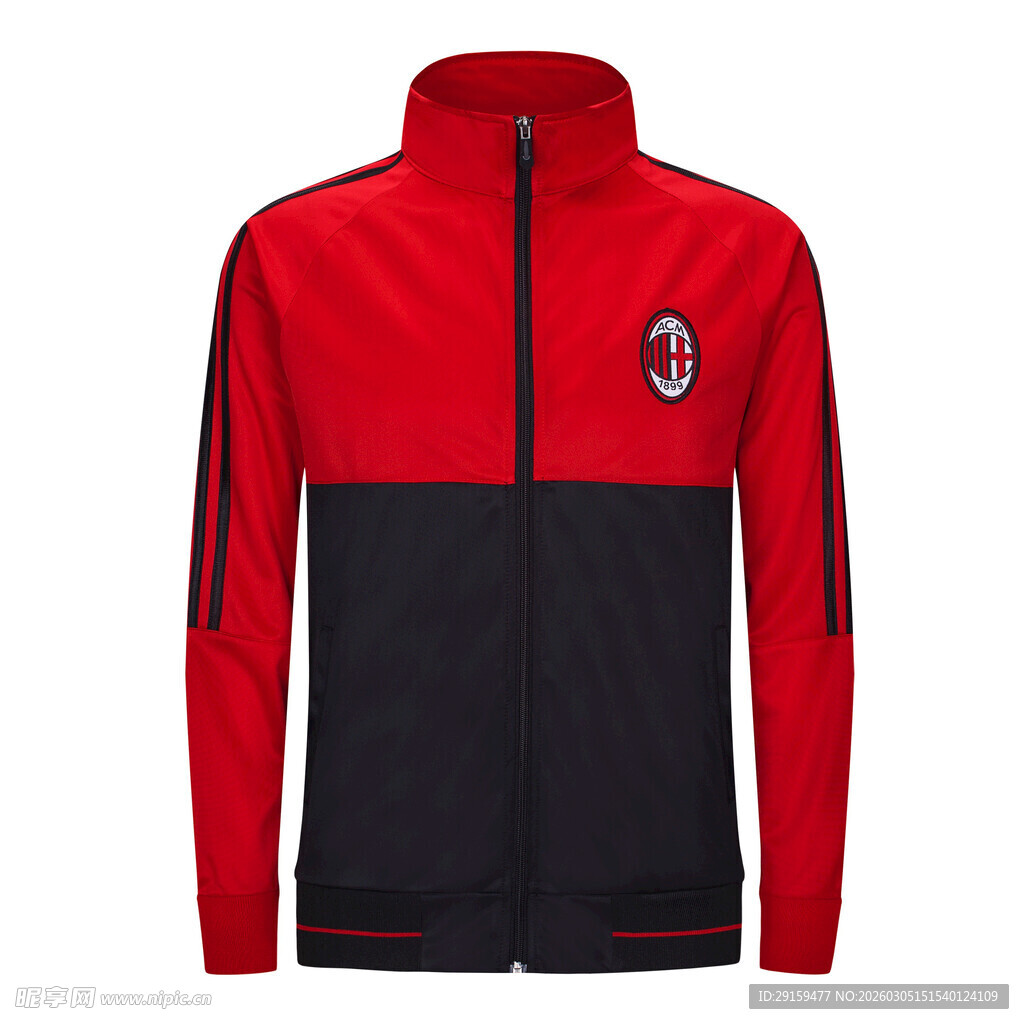 AC米兰红黑拼接运动夹克