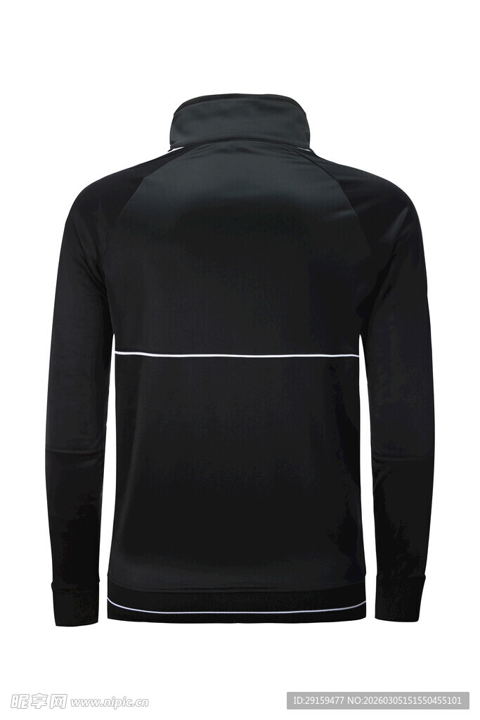 黑色立领长袖透气运动上衣