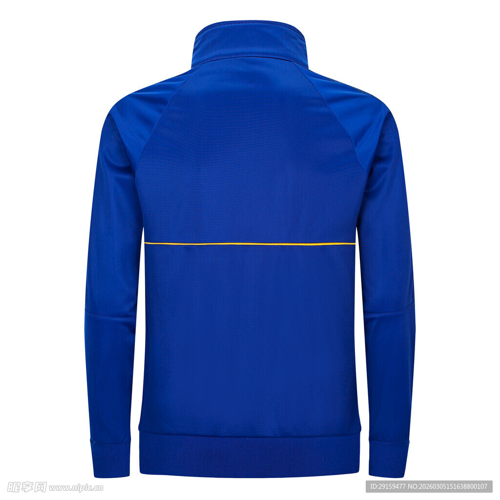 蓝色立领运动夹克背面