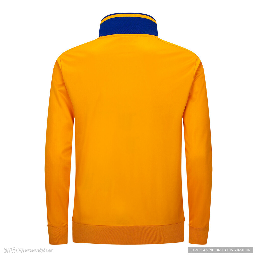 黄色立领运动外套背影
