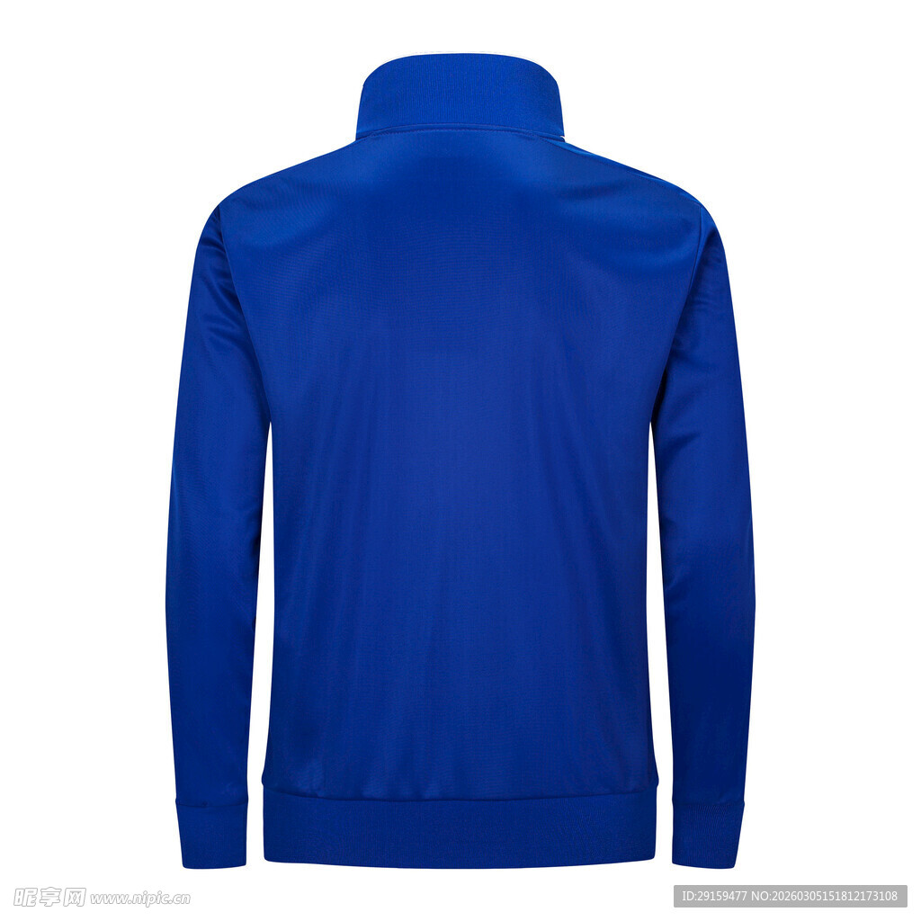 蓝色立领运动卫衣背面