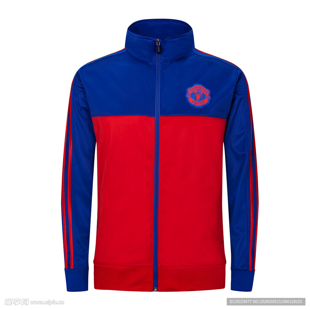 红蓝拼接曼联运动夹克