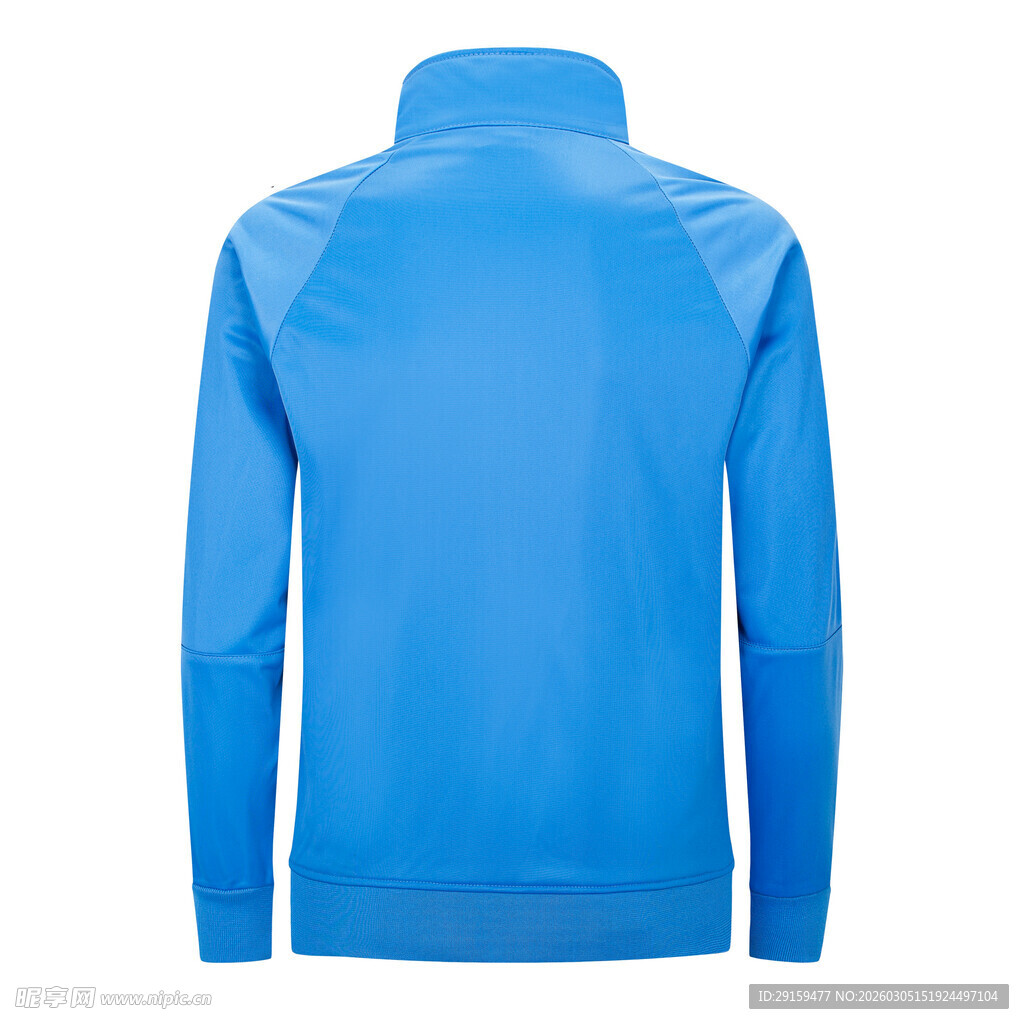 蓝色立领运动夹克背面