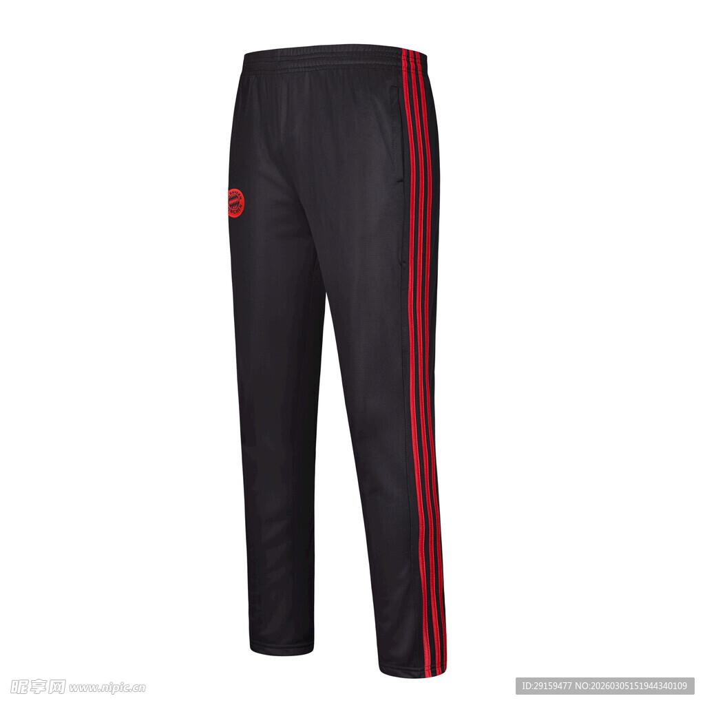 黑色侧边红条纹运动长裤