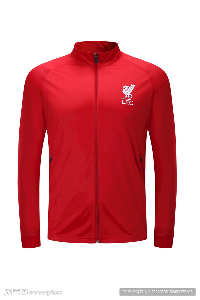 红色拉链运动外套