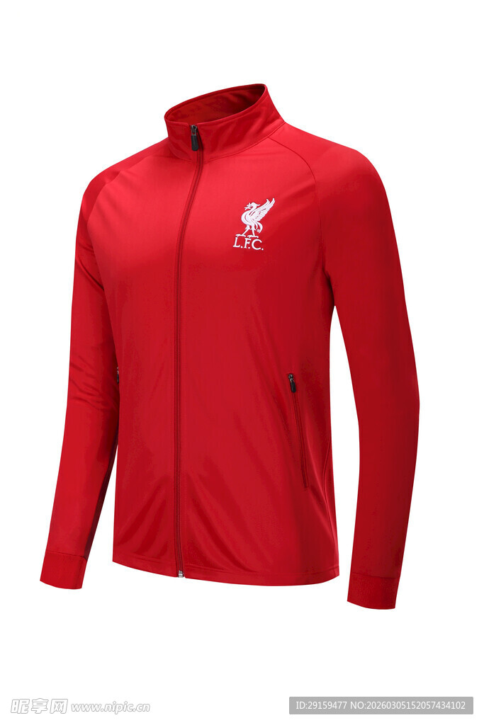 红色运动拉链外套