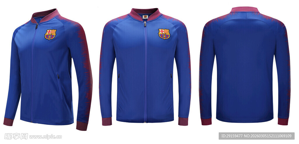 蓝色长袖运动外套展示