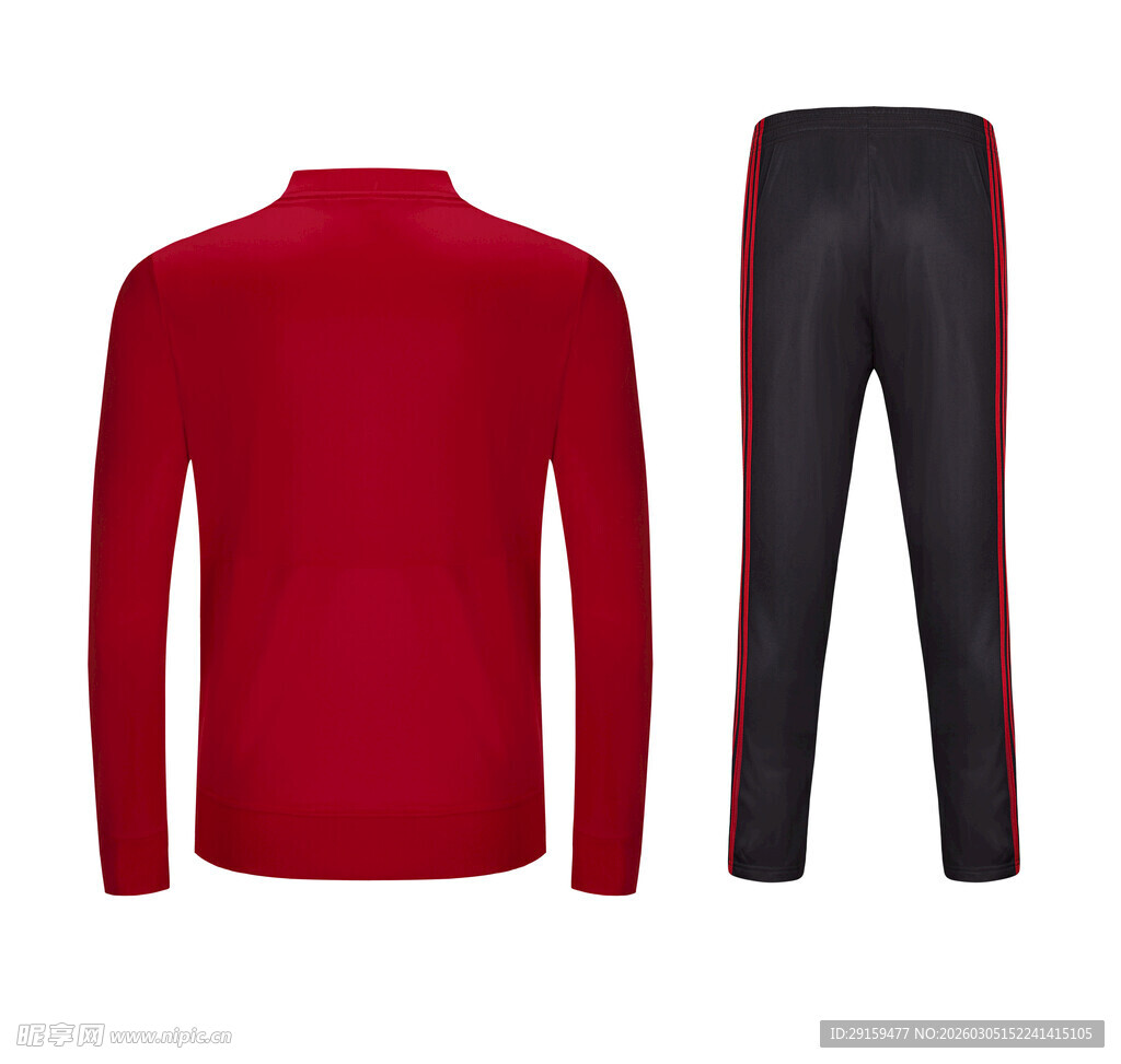 男士红色毛衣配黑长裤