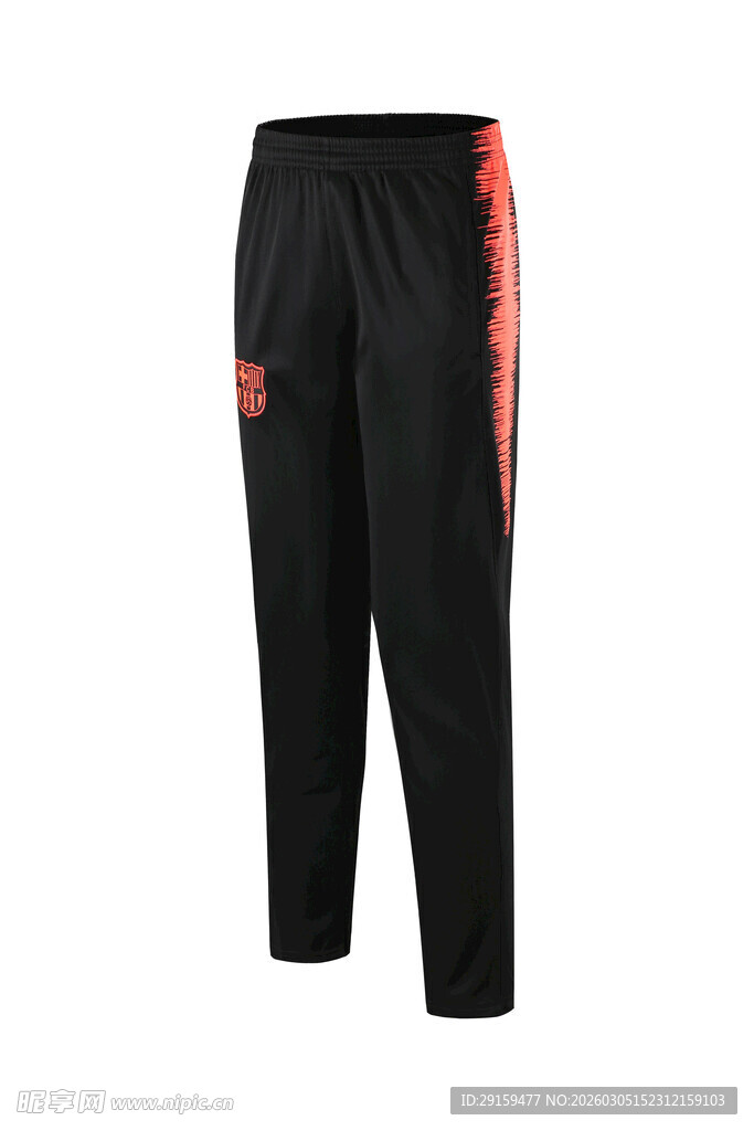 黑色侧边红条运动长裤