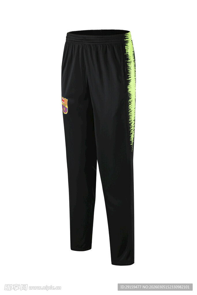 黑色侧边带荧光条运动裤