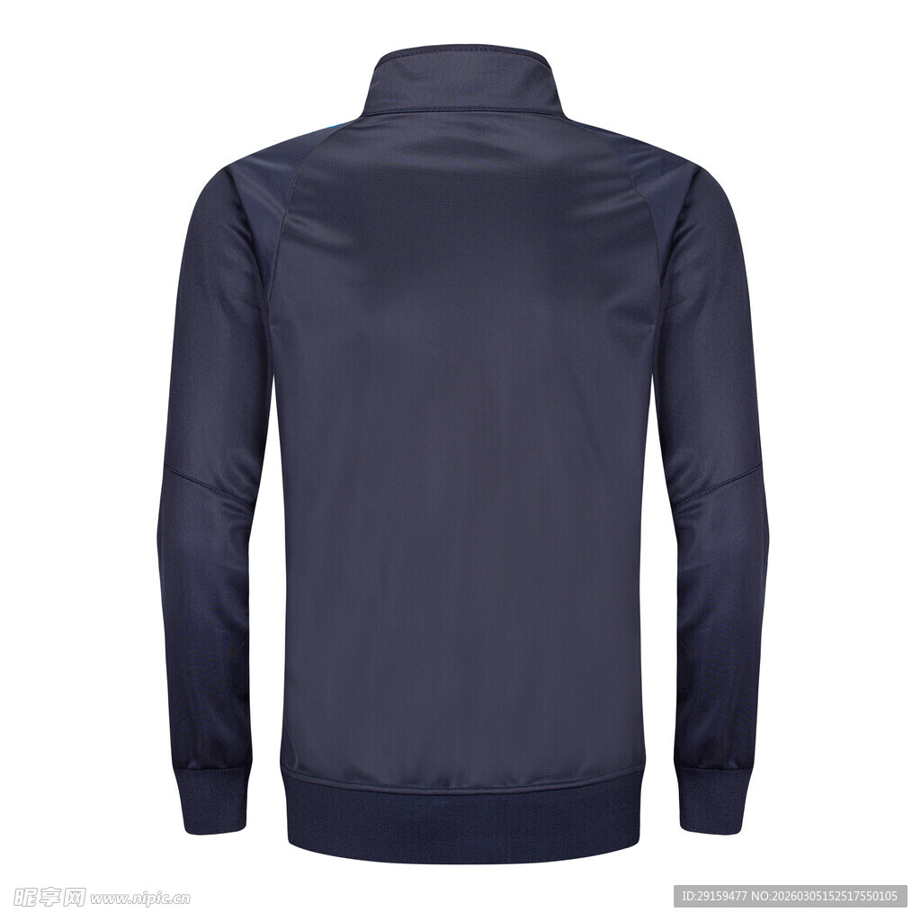 深蓝色立领长袖运动上衣