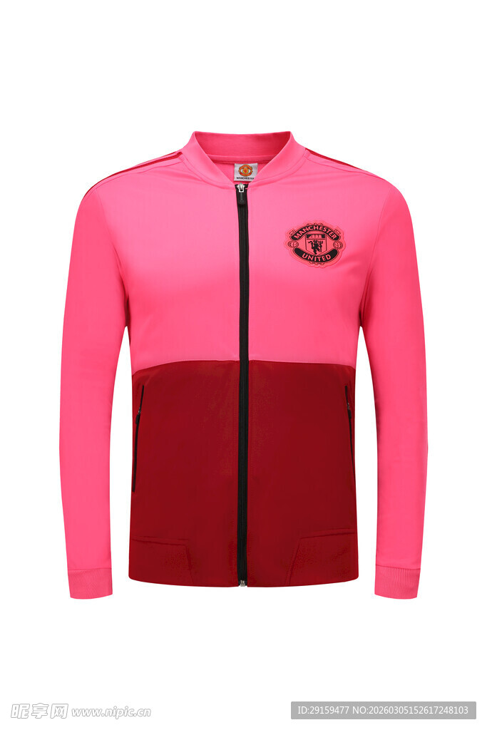 粉色拼接长袖骑行运动上衣