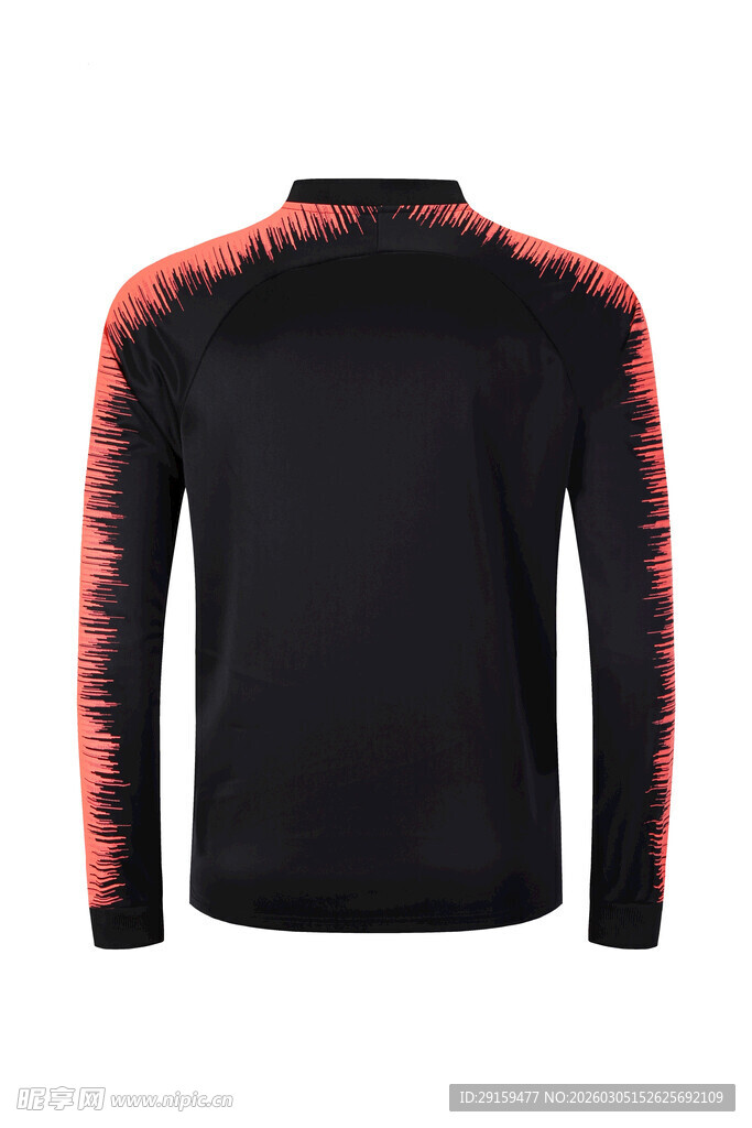 黑色带红纹长袖运动上衣