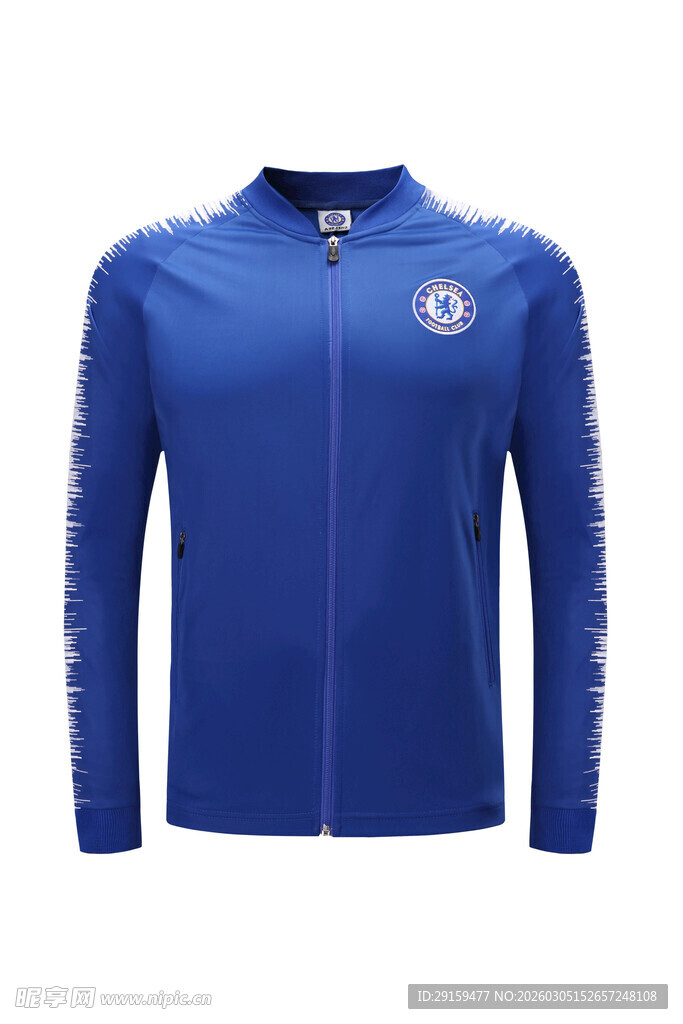 蓝色拉链运动外套