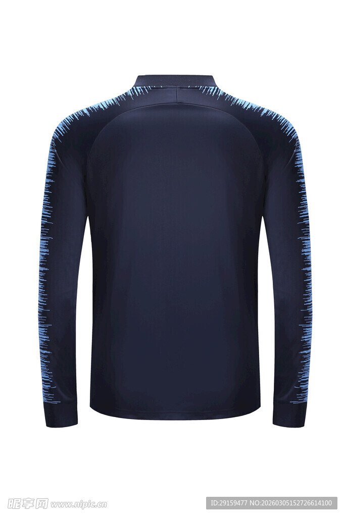 深蓝色长袖上衣背面展示