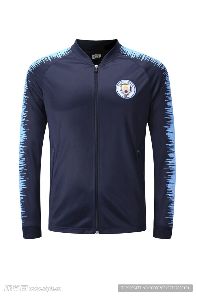 深蓝色拉链运动夹克