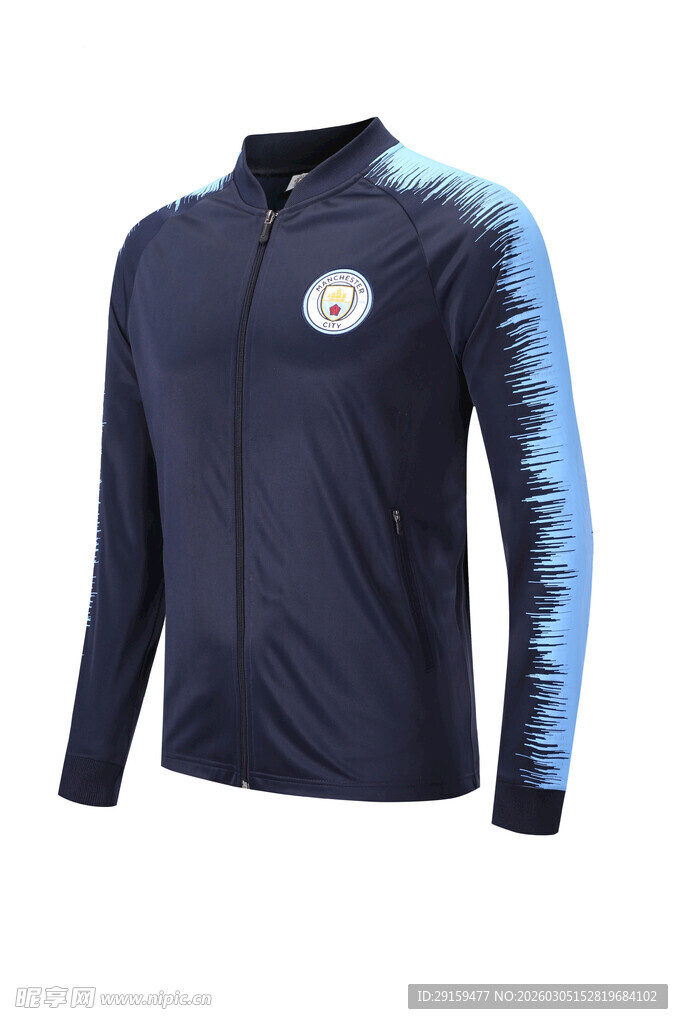 深蓝色拉链运动外套