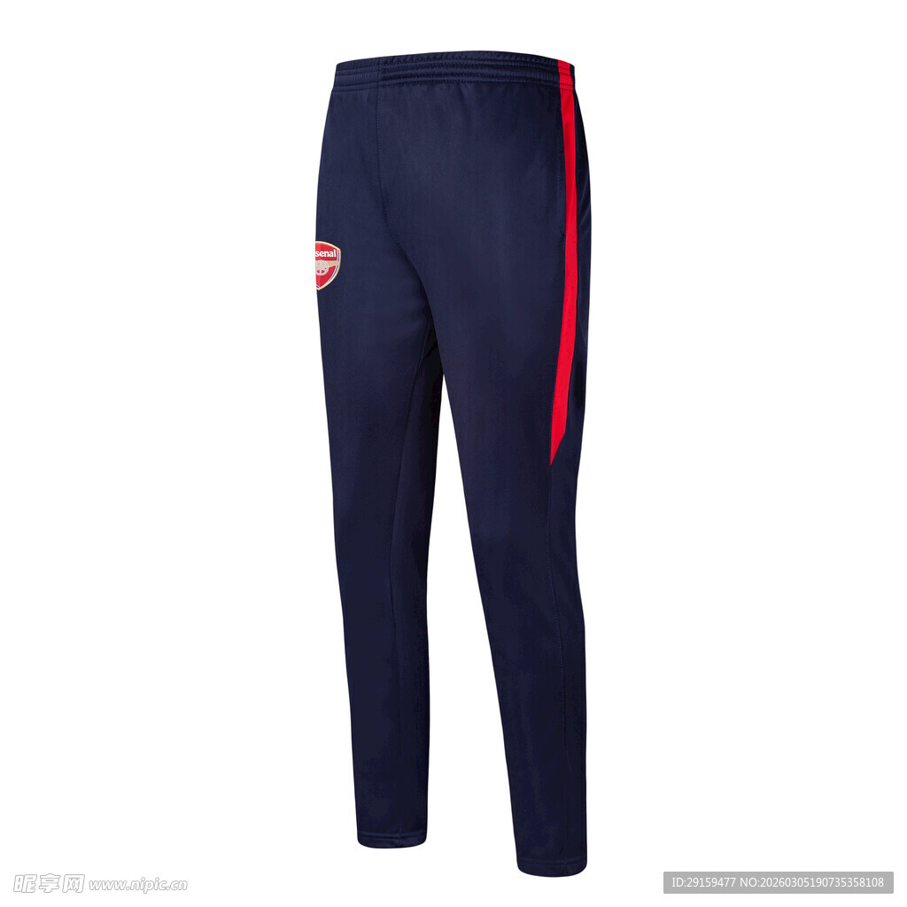 深蓝色侧边条纹运动长裤