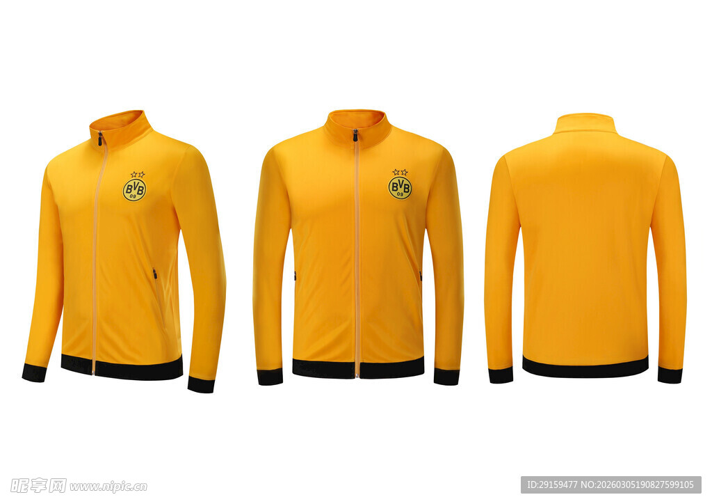 黄色长袖足球运动上衣展示