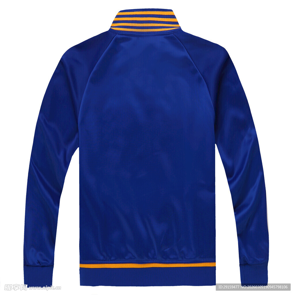 蓝色条纹领口休闲运动外套