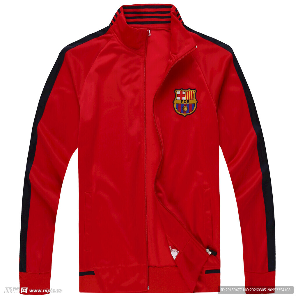 红色巴萨运动拉链外套