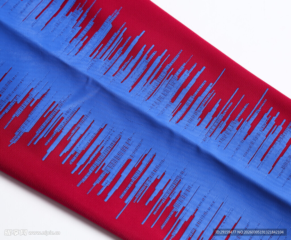 红蓝条纹织物纹理特写