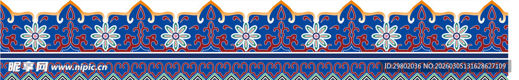 蓝色花纹图案装饰边框