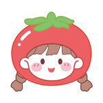 戴番茄帽的可爱双马尾女孩