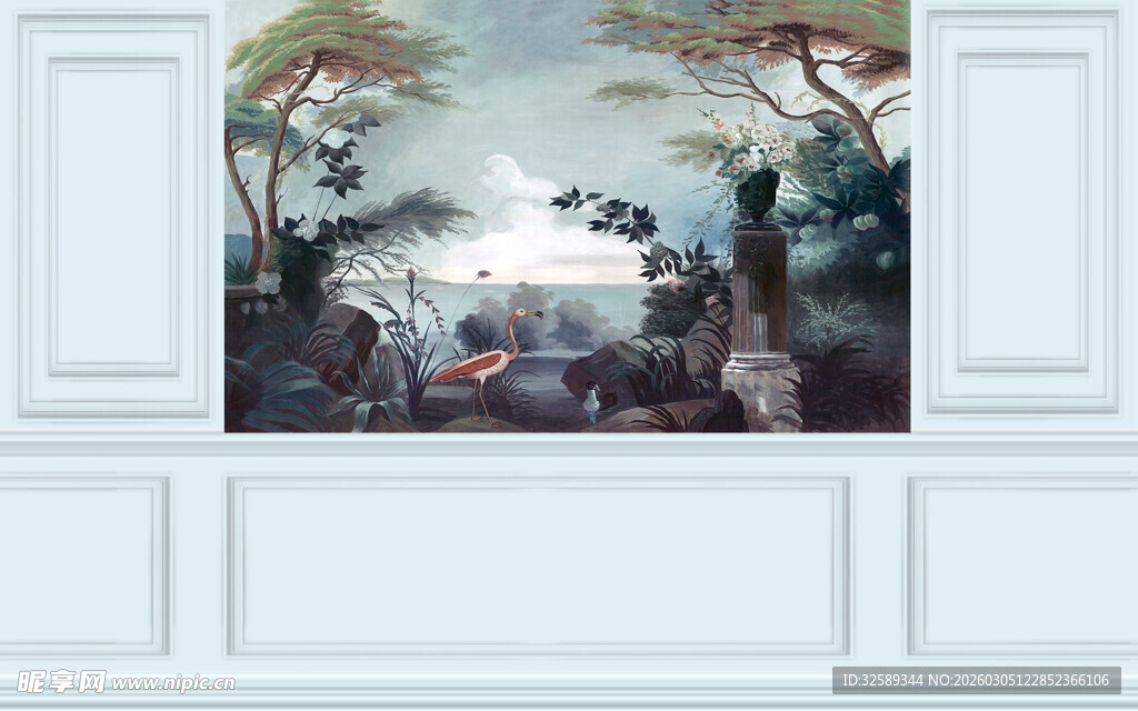 古典风格壁画装饰墙面