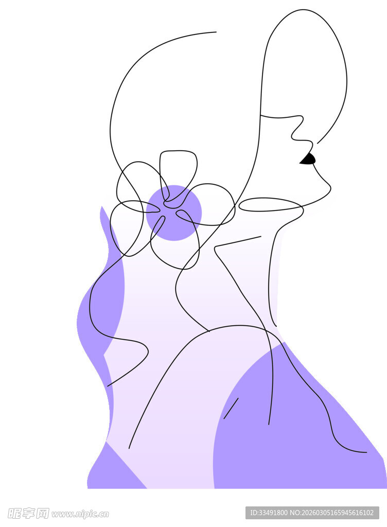 抽象女王线条女性头像