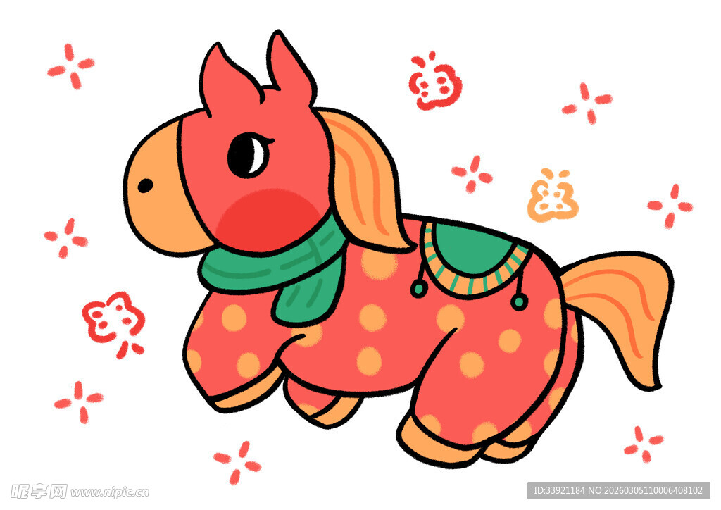 可爱卡通小马形象插画