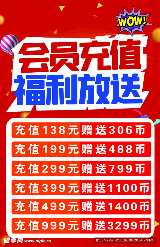 会员充值福利活动展示