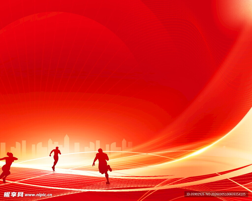 红色背景下的活力舞者